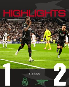 Arsenal Oust Holders Real Madrid To Reach Champions League Semis