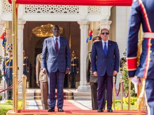 President William Ruto was warmly welcomed by Egyptian President Abdel Fattah El-Sisi at the headquarters of the Presidency
