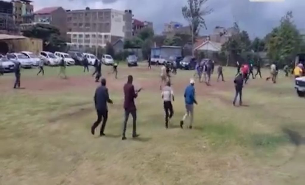 Gunshots, Chaos Erupt At PCEA Kasarani, Nairobi As Ex-DP Gachagua Security Clash With Goons