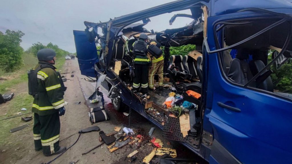 Nine Civilians Killed In Russian Drone Strike On Bus In Ukraine’s Sumy Region
