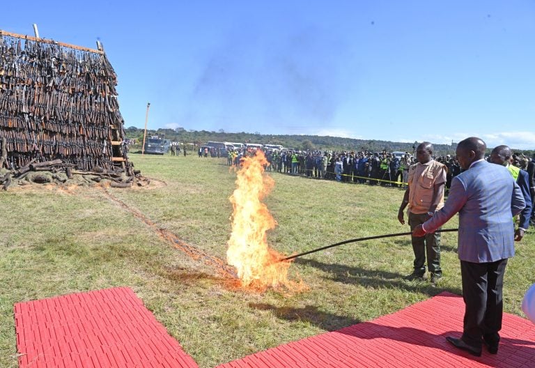 Kenya reaches 40,000 guns destroyed in 2 decades as president Ruto burns second-largest cache