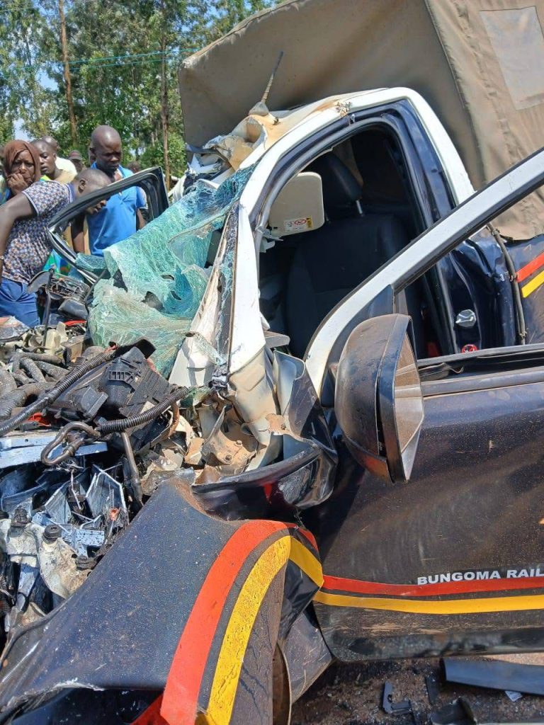 Tragedy As 2 Cops Are Killed In A Collision Between A Police Vehicle And A Fuel Tanker On Webuye-Bungoma Road