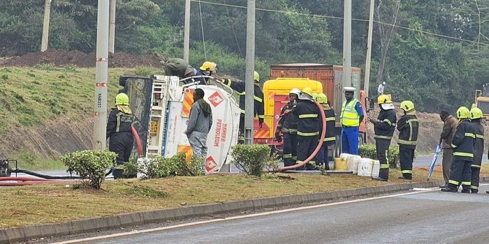 Traffic Disruption On Nairobi Southern Bypass After Oil Tanker Overturns