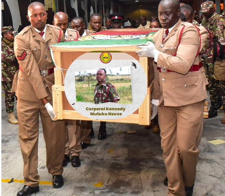 Body of slain police officer Kennedy Mutuku Nzuve arrives in Nairobi