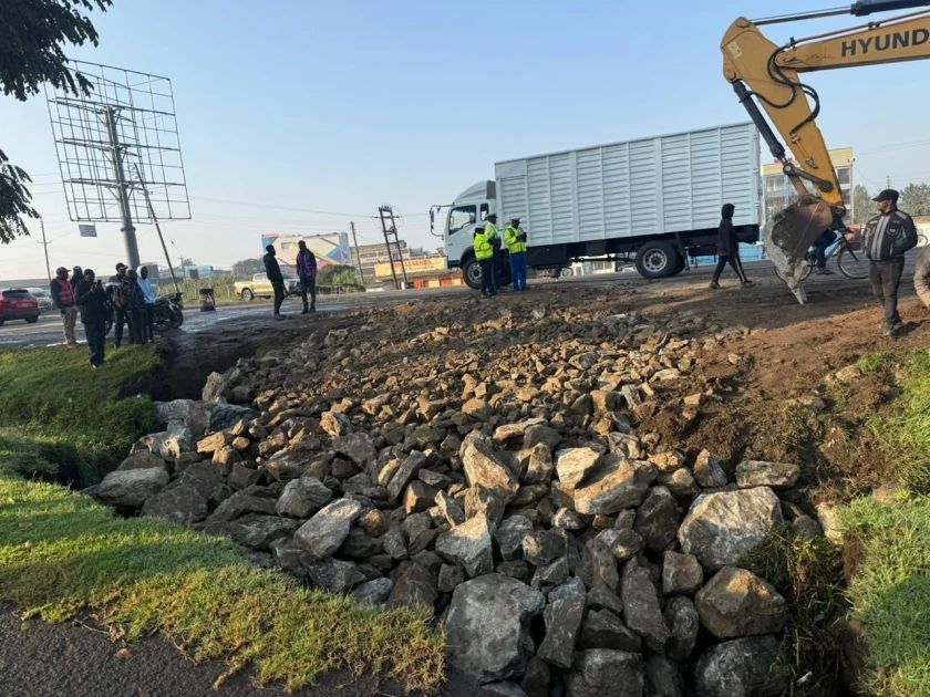 Traffic Flow Restored On Nakuru-Eldoret Highway After Sinkhole Repairs
