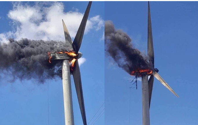 Panic at ngong hills after wind turbine catches fire at wind farm