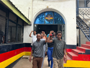 Activists Hussein Khalid, journalists Protest detention of Mombasa reporter at Central Police Station