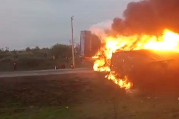 Traffic chaos after two trailers collide and burst into flames on Mombasa Road, Athi River
