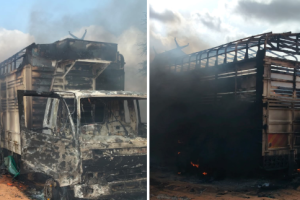 Parcel truck destroyed in fire on Isiolo–Mandera road