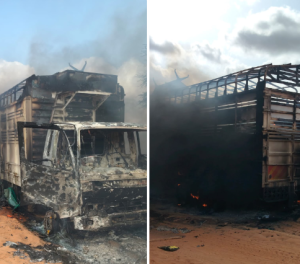 Parcel truck destroyed in fire on Isiolo–Mandera road