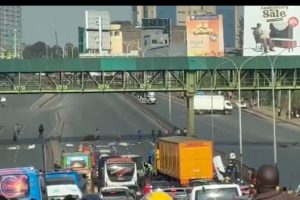 Chaos as armed goons block Thika Superhighway after demolition in Pangani, Nairobi