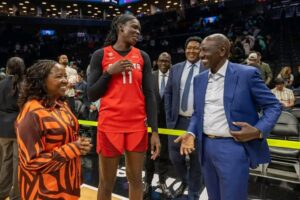 US-Based Kenyan Basketballer Madina Okot Gets Presidential Backing as Ruto, Rachel Attend WNBA Game in New York