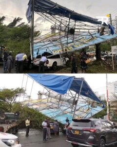 Strong winds damage buildings, bring down billboard in Kisumu