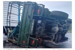 At least two killed, 5 injured as military truck overturns on Mombasa–Nairobi Highway
